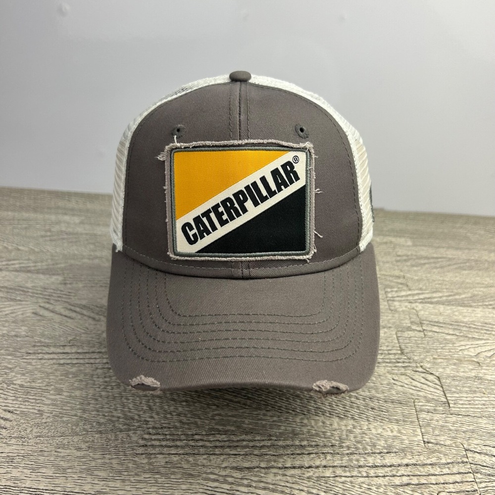 Caterpillar Trucker Hat Cap Snap Back Adjustable Gray CAT Construction NEW Mens